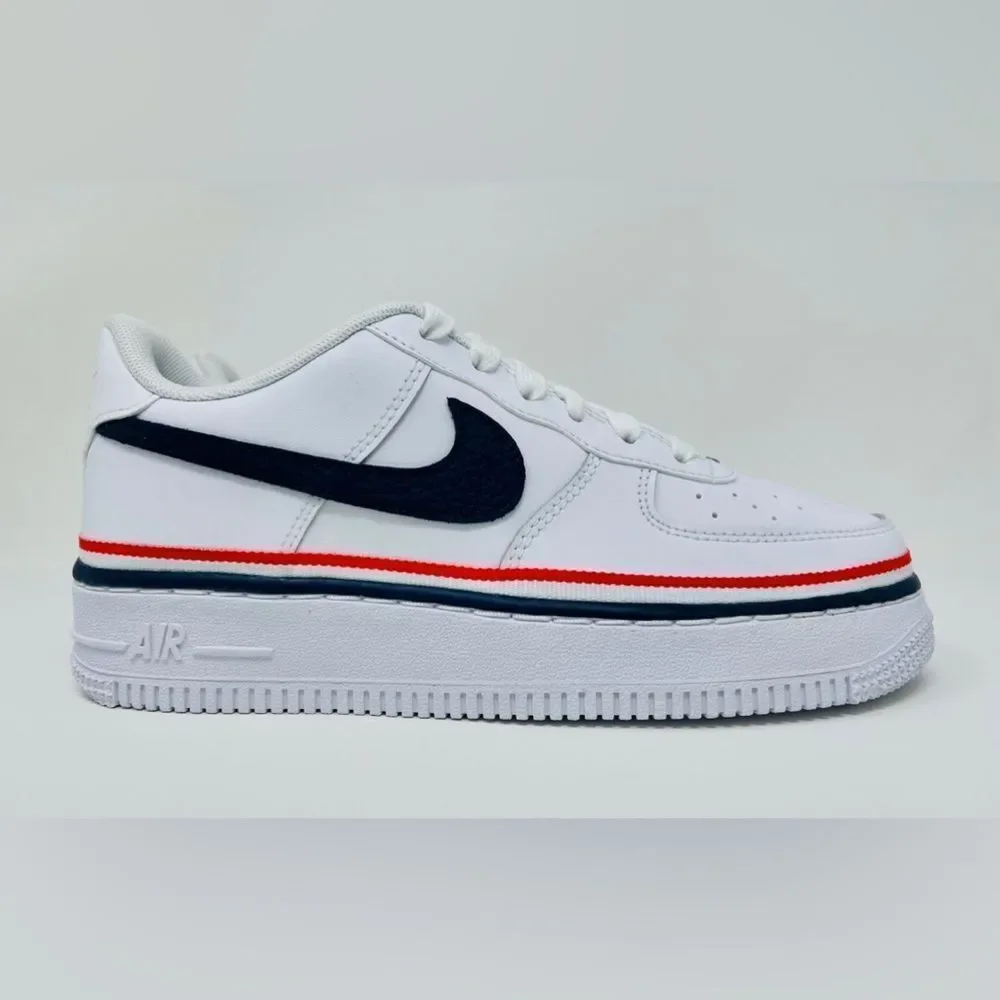 Nike Air Force 1 LV8 1 GS White Concord Ribbon White Boys Size 3.5 CW0984-100